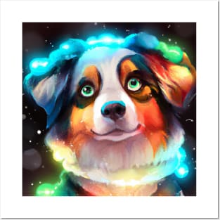 Cute Australian Shepherd Drawing Posters and Art